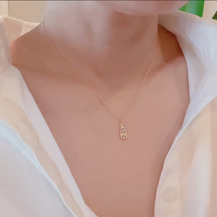 Pop the Bottle Paved Pendant Necklace