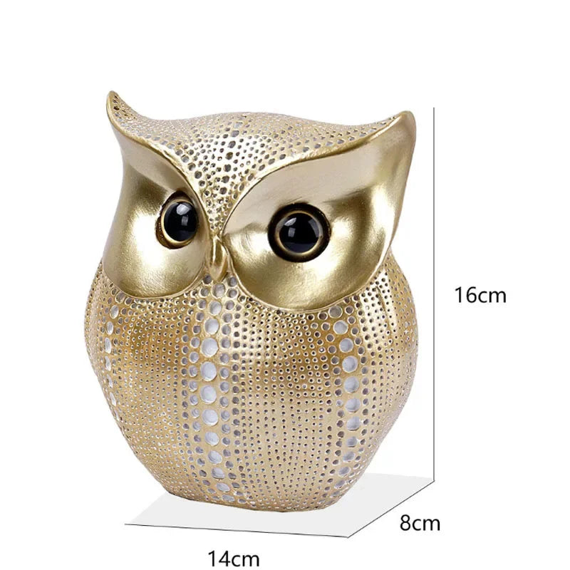 ERMAKOVA 16cm Nordic Golden Owl Statue Figurine